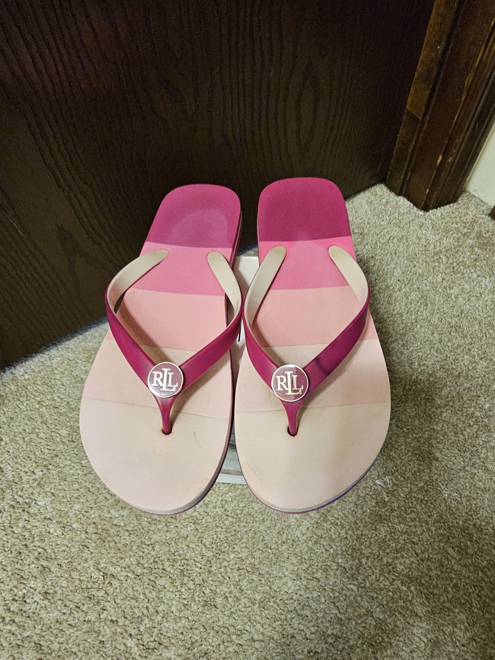 Ralph Lauren Pink Ombre Flip Flop Sandals